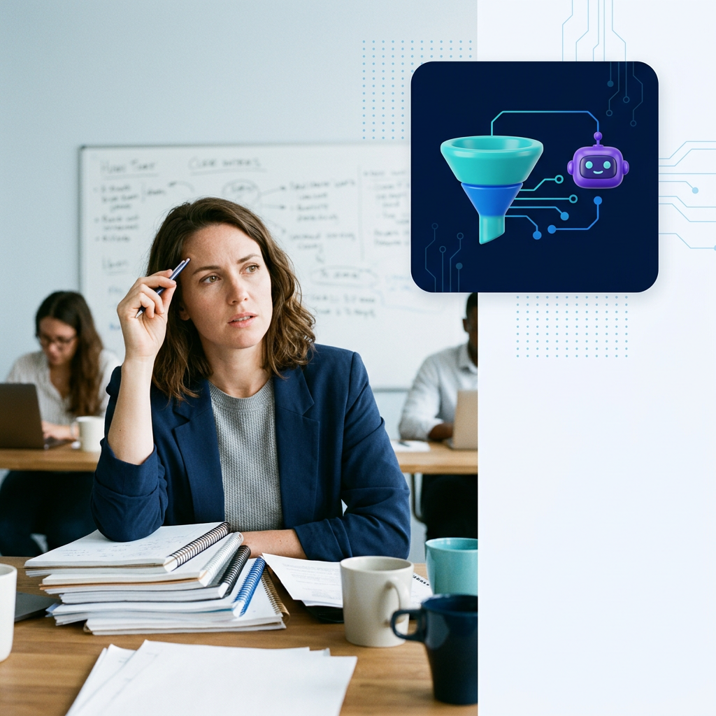 Estructura digital de un embudo de ventas y CRM para optimizar procesos comerciales en pequeñas empresas.