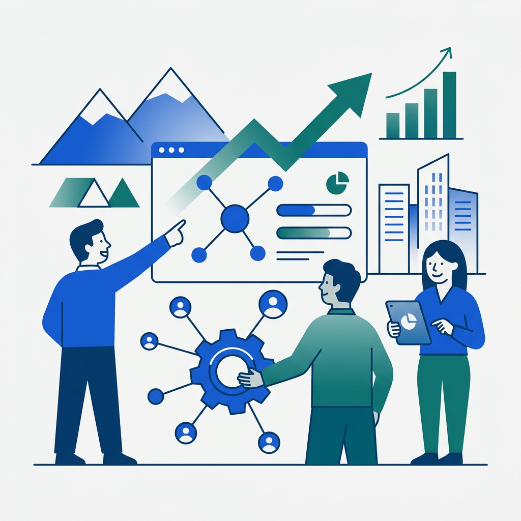 Ejecutivo de ventas organizando contactos utilizando un software crm intuitivo en una pyme chilena
